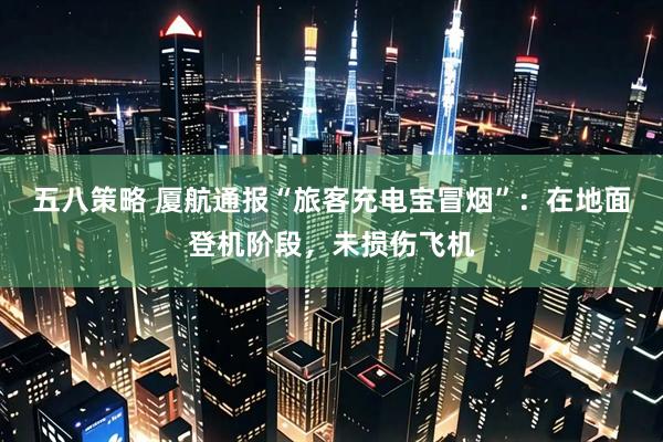 五八策略 厦航通报“旅客充电宝冒烟”：在地面登机阶段，未损伤飞机